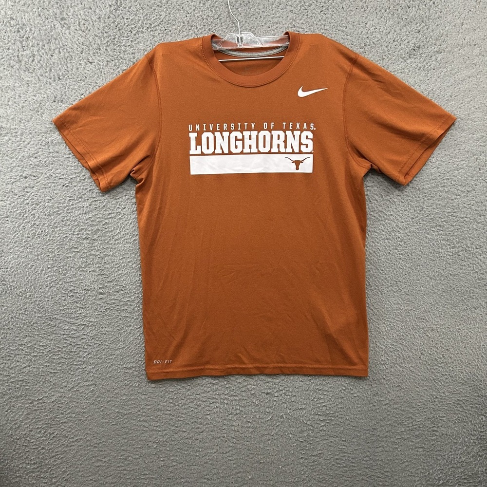Texas Longhorns Shirt Mens Small Orange NCAA Football Stretch Nike Dri Fit Adult